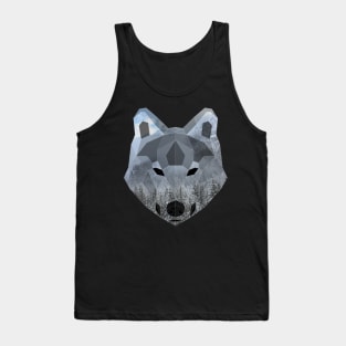 Gray Wolf Low Poly Double Exposure Art Tank Top